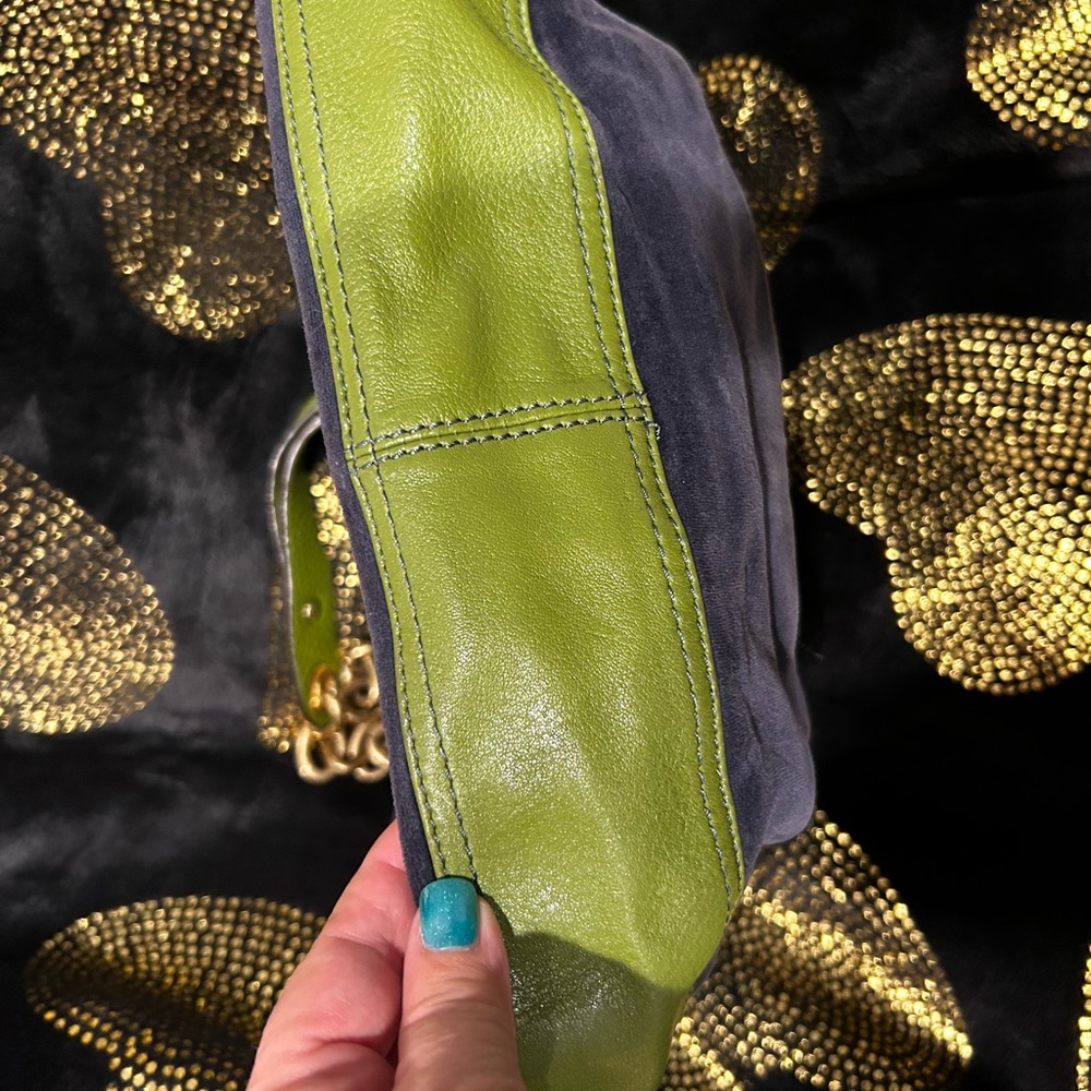 Juicy Couture Velvet Navy and Olive Shoulder Bag - Picture 2 of 12